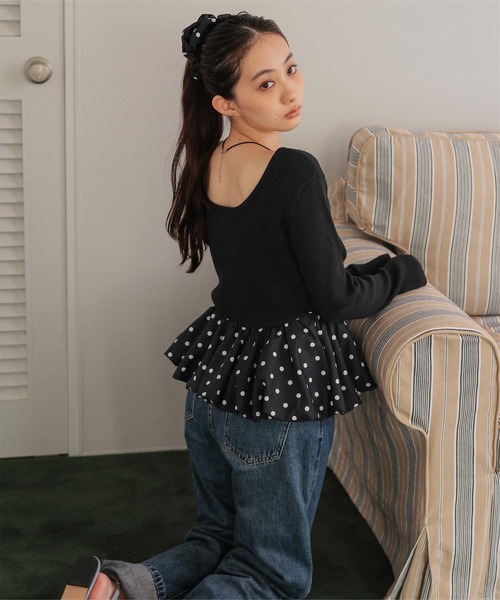 miette(ミエット)の「シュシュセットペプラムドッキングニット(ニット/セーター・レディース・ブラック系その他/ブラック系その他2/ブラック/ドット・FREE)」の14枚目の写真