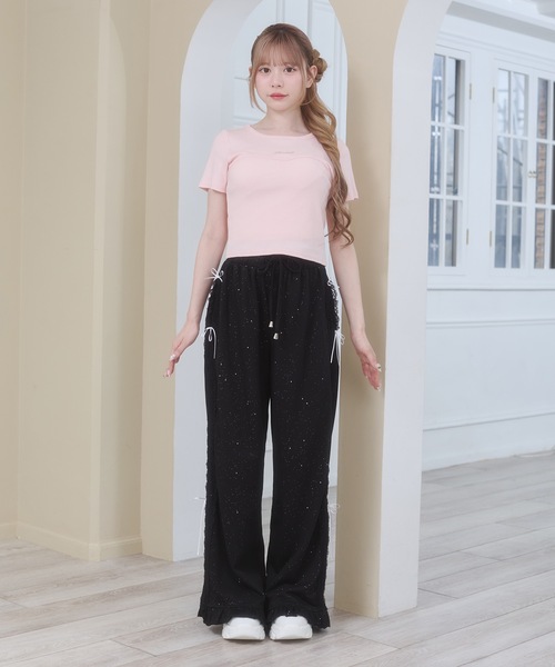 Rmine(アールマイン)の「サイドレース ラメ スウェット パンツ(スウェットパンツ・レディース・ブラック/ホワイト/ピンク・FREE)」の10枚目の写真