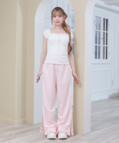 Rmine(アールマイン)の「サイドレース ラメ スウェット パンツ(スウェットパンツ・レディース・ブラック/ホワイト/ピンク・FREE)」の5枚目の写真