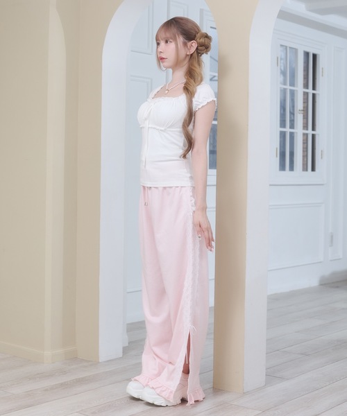 Rmine(アールマイン)の「サイドレース ラメ スウェット パンツ(スウェットパンツ・レディース・ブラック/ホワイト/ピンク・FREE)」の6枚目の写真