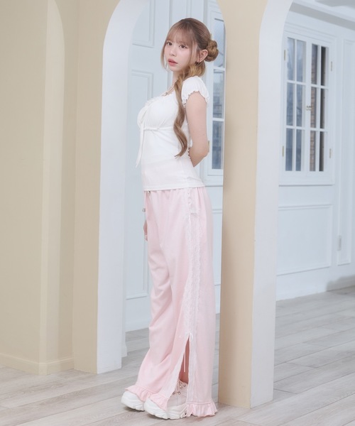 Rmine(アールマイン)の「サイドレース ラメ スウェット パンツ(スウェットパンツ・レディース・ブラック/ホワイト/ピンク・FREE)」の8枚目の写真