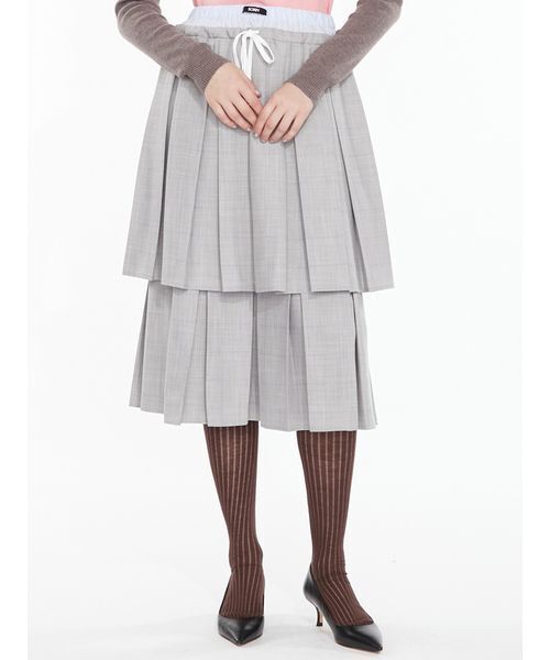 SORIN(ソリン )の「Double Waist Pleats Skirt / ダブルウエストプリーツスカート(スカート・レディース・ブラック/ブラウン/チェック・38)」の3枚目の写真