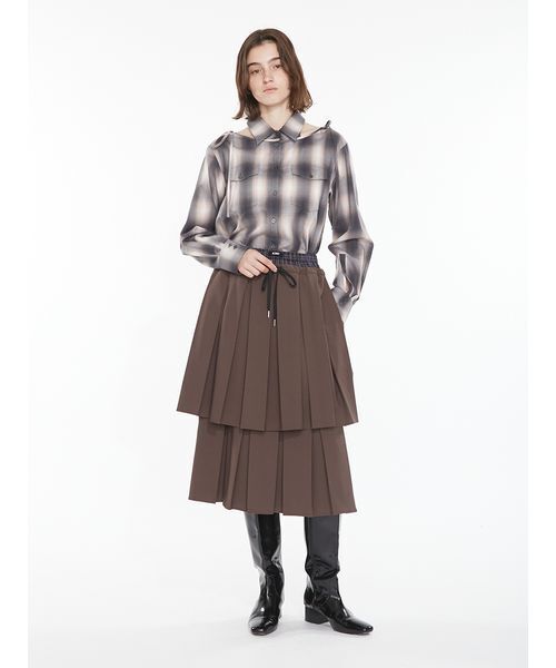SORIN（ソリン　）の「Double Waist Pleats Skirt / ダブルウエストプリーツスカート（スカート・レディース・ブラック/ブラウン/チェック・38）」の19枚目の写真