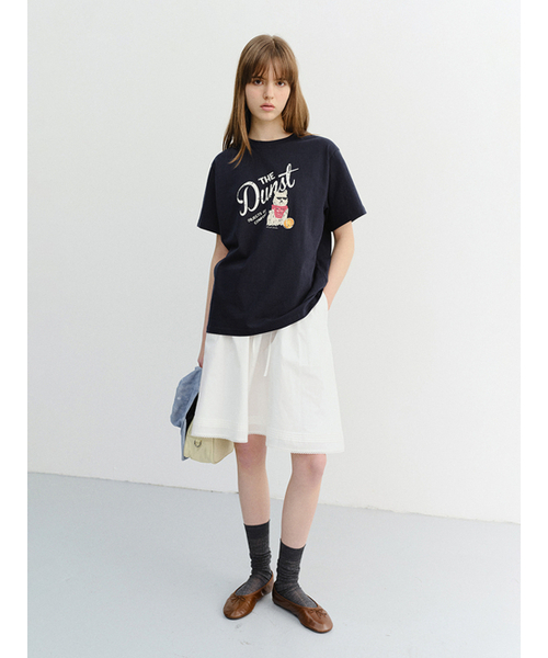 DUNST(ダンスト)の「UNISEX DRAWING PUPPY T-SHIRT_UDTS6B127_FRENCH NAVY(Tシャツ/カットソー・レディース・ネイビー・X-LARGE/XX-LARGE/X-SMALL/SMALL/MEDIUM/LARGE)」の2枚目の写真