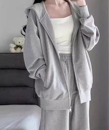 オーバーサイズジップパーカー/ビックパーカー/スウェット/秋服