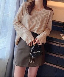 Vネックベースレイヤートップス