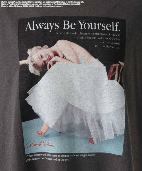 BAYFLOW（ベイフロー）の「【マリリン・モンロー】フォトプリントTシャツ（Tシャツ/カットソー・レディース・チャコール/オフホワイト・FREE）」の3枚目の写真