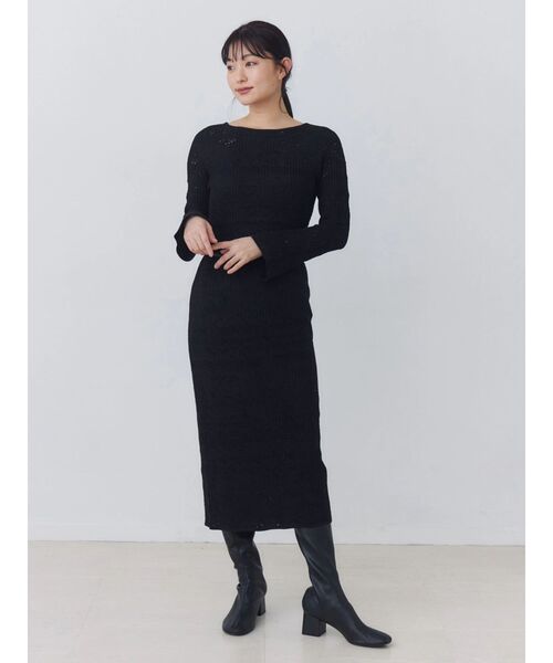 TONAL(トーナル)の「ニットレース2WAYワンピース(ワンピース・レディース・ブラック/ブラウン/オフホワイト・MEDIUM)」の2枚目の写真