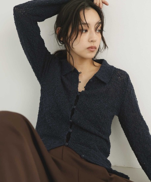 hellam(へラム)の「MIXヤーンポロニットカーディガン(ニット/セーター・レディース・ネイビー/グリーン/ブラックミックス/ブラウン・FREE)」の19枚目の写真