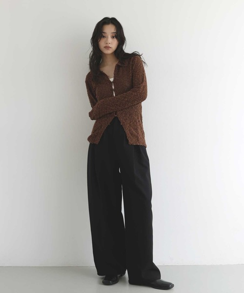 hellam(へラム)の「MIXヤーンポロニットカーディガン(ニット/セーター・レディース・ネイビー/グリーン/ブラックミックス/ブラウン・FREE)」の6枚目の写真