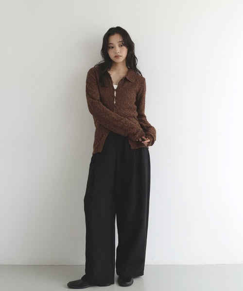 hellam(へラム)の「MIXヤーンポロニットカーディガン(ニット/セーター・レディース・ネイビー/グリーン/ブラックミックス/ブラウン・FREE)」の8枚目の写真