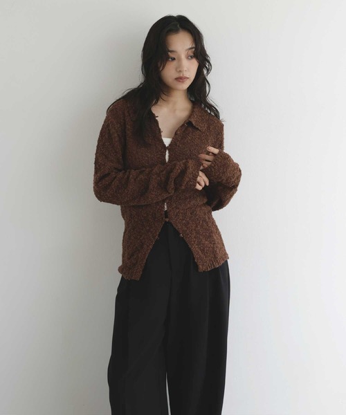hellam(へラム)の「MIXヤーンポロニットカーディガン(ニット/セーター・レディース・ネイビー/グリーン/ブラックミックス/ブラウン・FREE)」の10枚目の写真