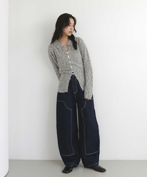 hellam(へラム)の「MIXヤーンポロニットカーディガン(ニット/セーター・レディース・ネイビー/グリーン/ブラックミックス/ブラウン・FREE)」の14枚目の写真