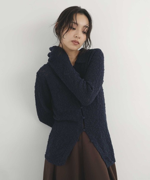 hellam(へラム)の「MIXヤーンポロニットカーディガン(ニット/セーター・レディース・ネイビー/グリーン/ブラックミックス/ブラウン・FREE)」の20枚目の写真