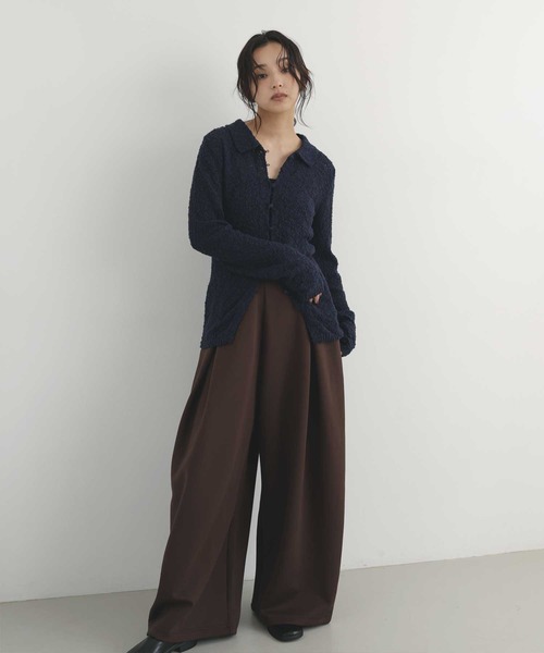 hellam(へラム)の「MIXヤーンポロニットカーディガン(ニット/セーター・レディース・ネイビー/グリーン/ブラックミックス/ブラウン・FREE)」の21枚目の写真