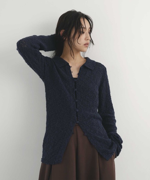 hellam(へラム)の「MIXヤーンポロニットカーディガン(ニット/セーター・レディース・ネイビー/グリーン/ブラックミックス/ブラウン・FREE)」の22枚目の写真