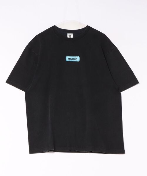 Romon(ロマン)の「ロマン【Romon】Fade Wash T-Shirts(ワッペン)(Tシャツ/カットソー・メンズ・ブラック系1/ブラック/オフホワイト・L/S/M/XL)」の1枚目の写真