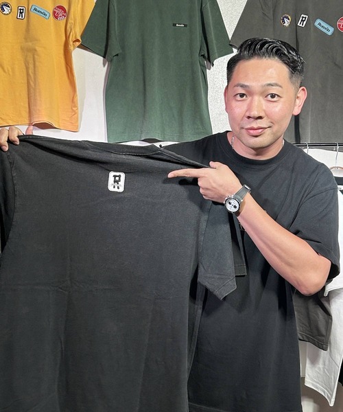 Romon(ロマン)の「ロマン【Romon】Fade Wash T-Shirts(ワッペン)(Tシャツ/カットソー・メンズ・ブラック系1/ブラック/オフホワイト・L/S/M/XL)」の12枚目の写真