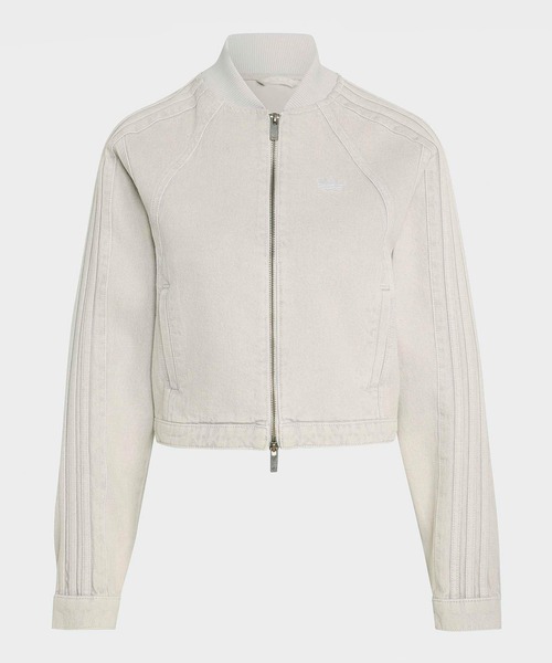 adidas(アディダス)の「adidas/アディダス ORI SST 2.0 TRACKTOP D デニム トラックトップ ショート丈 クロップド丈 トラックジャケット ジャージ ブルゾン ライトアウター サイドライン ダブルジップ レディース 2026年 秋 秋服 冬 冬服(デニムジャケット・レディース・グレー・S/M/L)」の2枚目の写真