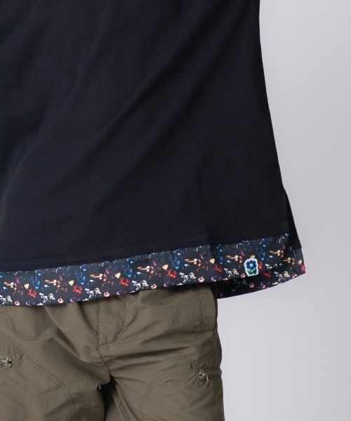 rehacer（レアセル）の「rehacer : Botanical Layered Wide CS / ボタニカルレイヤード ワイドカットソー（Tシャツ/カットソー・レディース・ブラック/ホワイト・MEDIUM/SMALL）」の4枚目の写真