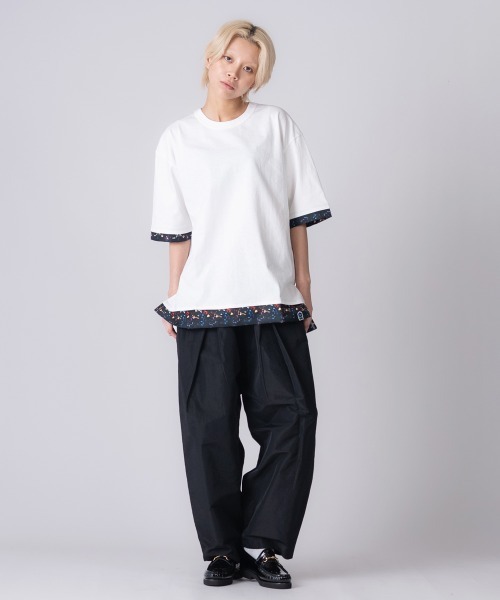 rehacer（レアセル）の「rehacer : Botanical Layered Wide CS / ボタニカルレイヤード ワイドカットソー（Tシャツ/カットソー・レディース・ブラック/ホワイト・MEDIUM/SMALL）」の12枚目の写真
