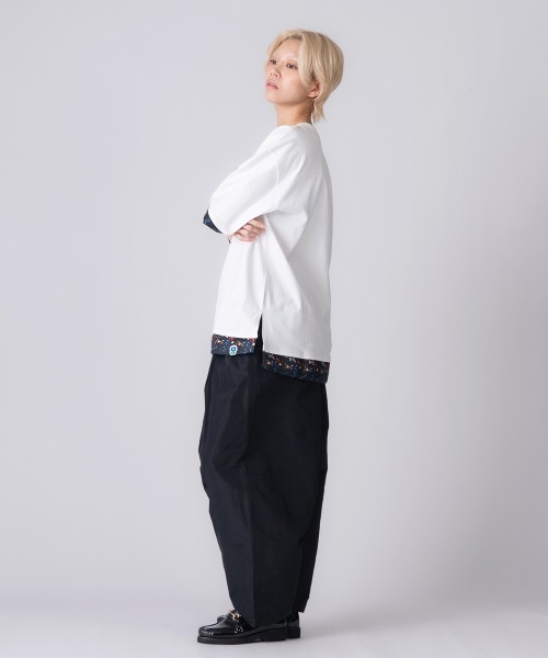 rehacer（レアセル）の「rehacer : Botanical Layered Wide CS / ボタニカルレイヤード ワイドカットソー（Tシャツ/カットソー・レディース・ブラック/ホワイト・MEDIUM/SMALL）」の14枚目の写真