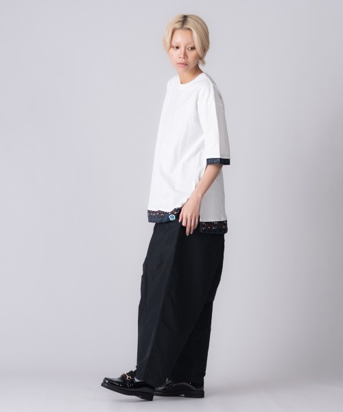rehacer（レアセル）の「rehacer : Botanical Layered Wide CS / ボタニカルレイヤード ワイドカットソー（Tシャツ/カットソー・レディース・ブラック/ホワイト・MEDIUM/SMALL）」の15枚目の写真
