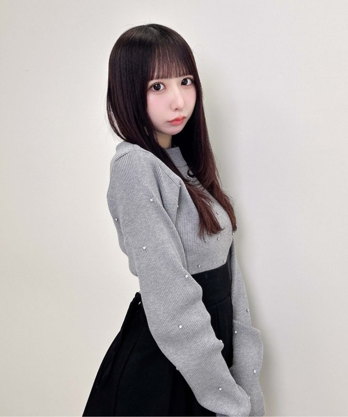 INGNI(イング)の「ハイネックビジュー付リブニット(ニット/セーター・レディース・グレー/ブラック/ボルドー/アイボリー・M)」の18枚目の写真