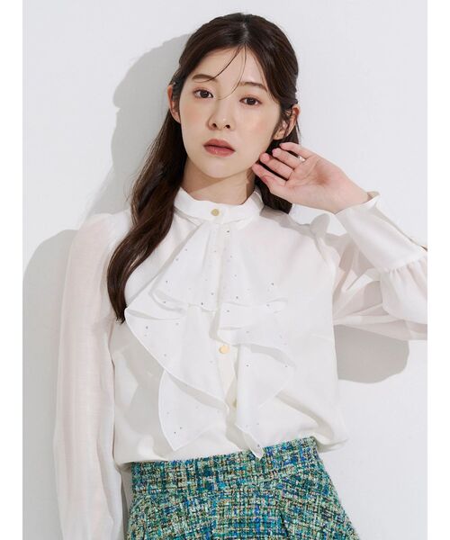 MERCURYDUO(マーキュリーデュオ)の「ホットフィックスラッフルタイブラウス(シャツ/ブラウス・レディース・オフホワイト/ラベンダー・FREE)」の17枚目の写真
