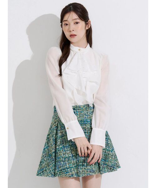 MERCURYDUO(マーキュリーデュオ)の「ホットフィックスラッフルタイブラウス(シャツ/ブラウス・レディース・オフホワイト/ラベンダー・FREE)」の19枚目の写真