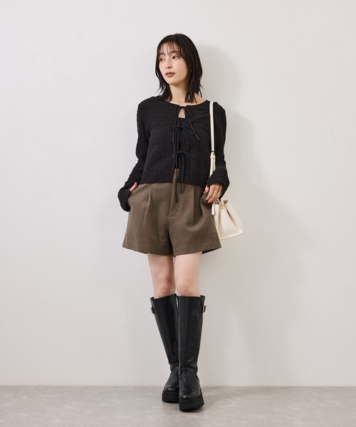 VIS(ビス)の「ジャージメルトンショートパンツ(その他パンツ・レディース・ブラウン系その他2/ベージュ/チャコールグレー・S/M)」の14枚目の写真