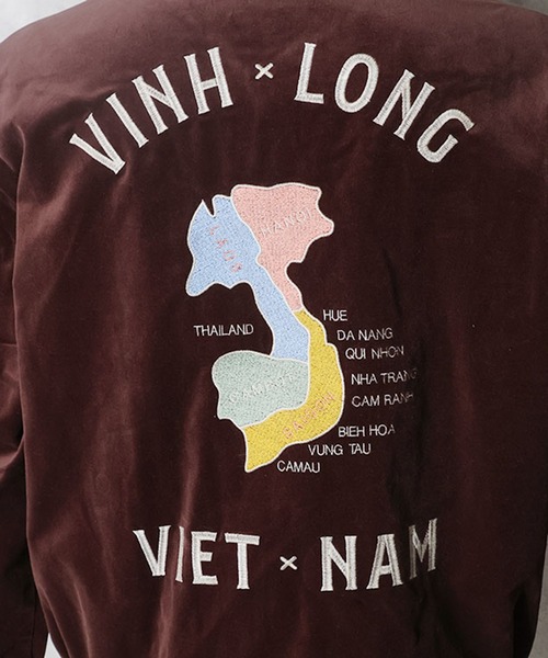 HOUSTON(ヒューストン)の「HOUSTON ヒューストン VELVETEEN VIETNAM JACKET 地図 スカル 刺繍 別珍 ベトナムジャケット / ベトジャン / スーベニアジャケット(ブルゾン・メンズ・ターコイズブルー/ブラウン/ブラック系その他/マルーン/ミント/ブラック・M/XL/L)」の9枚目の写真