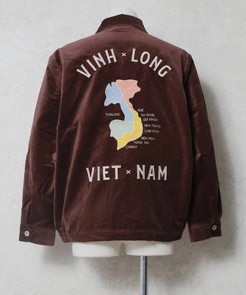 HOUSTON(ヒューストン)の「HOUSTON ヒューストン VELVETEEN VIETNAM JACKET 地図 スカル 刺繍 別珍 ベトナムジャケット / ベトジャン / スーベニアジャケット(ブルゾン・メンズ・ターコイズブルー/ブラウン/ブラック系その他/マルーン/ミント/ブラック・M/XL/L)」の20枚目の写真