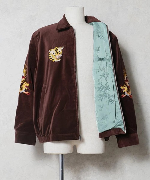 HOUSTON(ヒューストン)の「HOUSTON ヒューストン VELVETEEN VIETNAM JACKET 地図 スカル 刺繍 別珍 ベトナムジャケット / ベトジャン / スーベニアジャケット(ブルゾン・メンズ・ターコイズブルー/ブラウン/ブラック系その他/マルーン/ミント/ブラック・M/XL/L)」の8枚目の写真