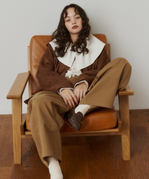 OLUN(オルン)の「twill curve pants/ツイルカーブパンツ(その他パンツ・レディース・アイボリー/ダークベージュ/ブラウン・SMALL/X-SMALL/FREE)」の8枚目の写真
