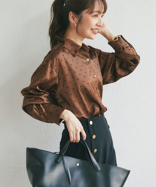 La boutique BonBon(ラブティックボンボン)の「プリントヴィンテージサテンシャツ(シャツ/ブラウス・レディース・ブラウン/オフホワイト・FREE)」の20枚目の写真