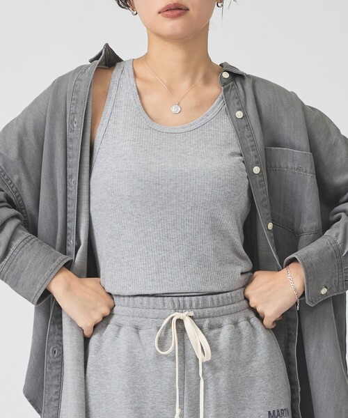 Rouge vif(ルージュヴィフ)の「【IRONING/アイロニング】SHEER RIB TANK タンクトップ(タンクトップ・レディース・ライトグレー・フリー)」の1枚目の写真