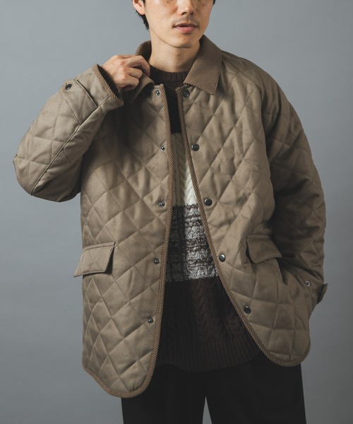ITEMS URBANRESEARCH(アイテムズ アーバンリサーチ)の「襟コーデュロイ中綿 キルティングジャケット(ダウンジャケット/コート・メンズ・ネイビー/ベージュ/ブラック/ブルー系その他/ベージュ系その他/ブラック系その他・MEDIUM/LARGE)」の4枚目の写真