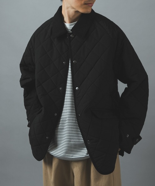 ITEMS URBANRESEARCH(アイテムズ アーバンリサーチ)の「襟コーデュロイ中綿 キルティングジャケット(ダウンジャケット/コート・メンズ・ネイビー/ベージュ/ブラック/ブルー系その他/ベージュ系その他/ブラック系その他・MEDIUM/LARGE)」の2枚目の写真