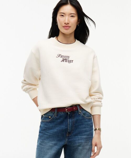 TOMMY HILFIGER（トミーヒルフィガー）の「クルーネックスウェットプルオーバー（スウェット・レディース・ネイビー/ホワイト・SMALL/MEDIUM/X-SMALL）」の2枚目の写真