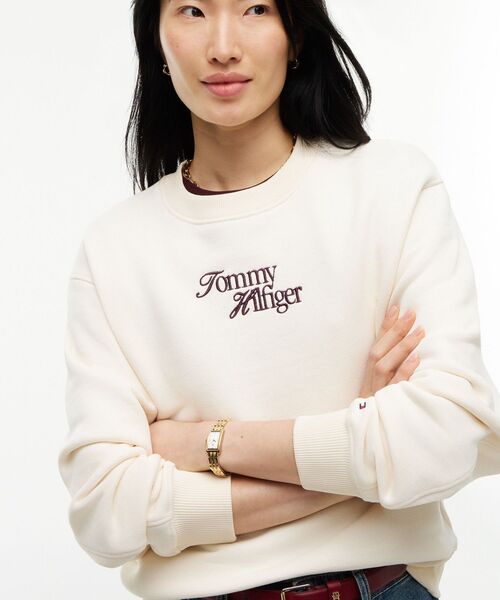 TOMMY HILFIGER（トミーヒルフィガー）の「クルーネックスウェットプルオーバー（スウェット・レディース・ネイビー/ホワイト・SMALL/MEDIUM/X-SMALL）」の10枚目の写真