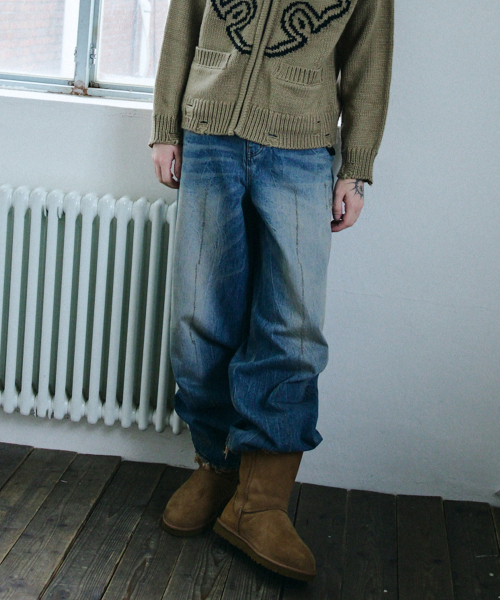 MAISON MINED(メゾンミネド)の「ヴィンテージダメージデニムパンツ ブルー(デニムパンツ・メンズ・その他・MEDIUM/LARGE)」の1枚目の写真