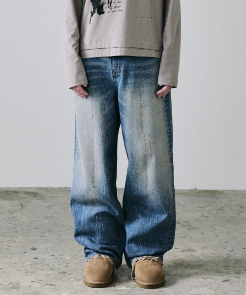 MAISON MINED(メゾンミネド)の「ヴィンテージダメージデニムパンツ ブルー(デニムパンツ・メンズ・その他・MEDIUM/LARGE)」の4枚目の写真