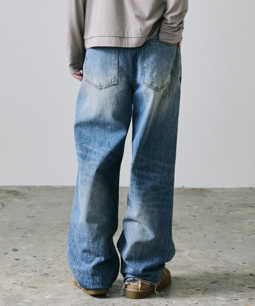 MAISON MINED(メゾンミネド)の「ヴィンテージダメージデニムパンツ ブルー(デニムパンツ・メンズ・その他・MEDIUM/LARGE)」の6枚目の写真