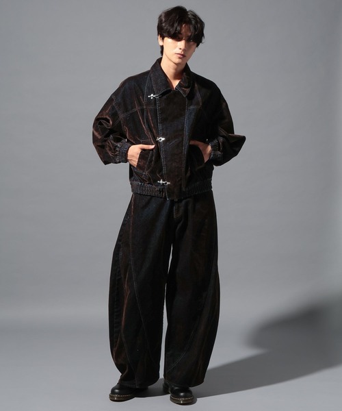 LAND MUSEUM（ランドミュージアム）の「【セットアップ着用可能】LAND MUSEUM／フロッキーデニムバレルパンツ（その他パンツ・メンズ・ネイビー/ダークブラウン・MEDIUM/LARGE）」の15枚目の写真
