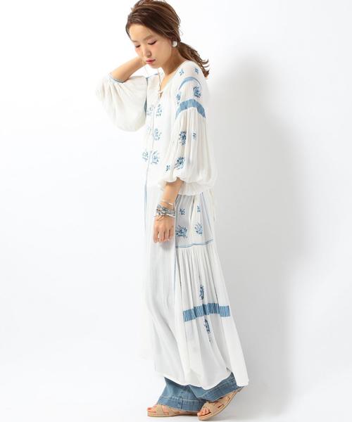 Another Edition(アナザーエディション)の「レーヨン刺繍ワンピース/AEBC Ry EMB OP◆(ワンピース・レディース・オフホワイト/マスタード・FREE)」の11枚目の写真