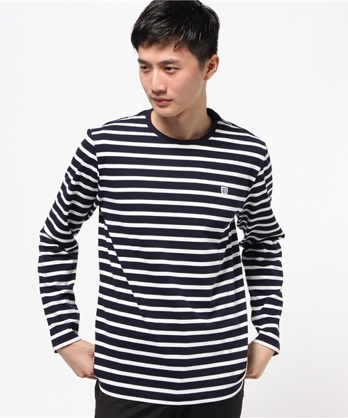 BLACK LABEL CRESTBRIDGE(ブラックレーベル・クレストブリッジ)の「マリンボーダー ロンT(Tシャツ/カットソー・メンズ・オフホワイト/ブルー/ネイビー/イエロー/レッド・2/3/4)」の1枚目の写真