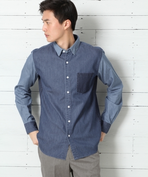 GLOBAL WORK(グローバルワーク)の「デニムシャツ長袖/734080(シャツ/ブラウス・メンズ・ブルー系その他/ネイビー/ブルー/ライトブルー・X-LARGE/SMALL/LARGE/MEDIUM)」の4枚目の写真