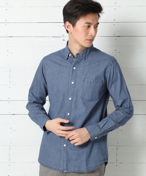 GLOBAL WORK(グローバルワーク)の「デニムシャツ長袖/734080(シャツ/ブラウス・メンズ・ブルー系その他/ネイビー/ブルー/ライトブルー・X-LARGE/SMALL/LARGE/MEDIUM)」の2枚目の写真