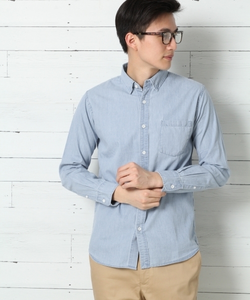 GLOBAL WORK(グローバルワーク)の「デニムシャツ長袖/734080(シャツ/ブラウス・メンズ・ブルー系その他/ネイビー/ブルー/ライトブルー・X-LARGE/SMALL/LARGE/MEDIUM)」の1枚目の写真